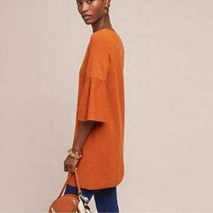 Anthro Moth Chester tunic copper orange crop bell sleeves S autumn